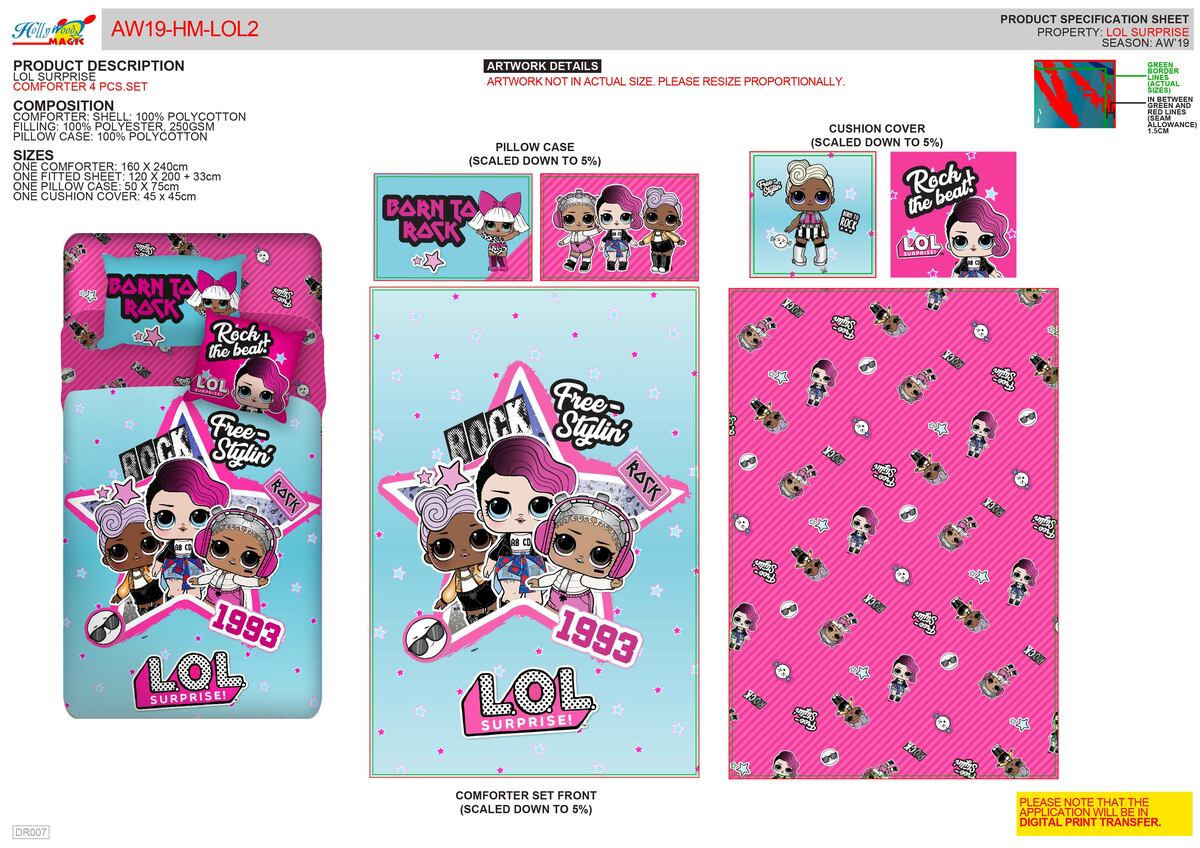 Lol Kids Comforter 4pcs Set 160x240cm HM-LOL2