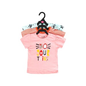 Eten Girls T-Shirt Short Sleeve 1x3 SCCIG3T-03 Peach, Blue Tint, Coral & White, 0-6M