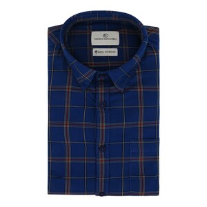 Marco Donateli Men's Casual Shirt Long Sleeve 357001 Denim Blue, Large