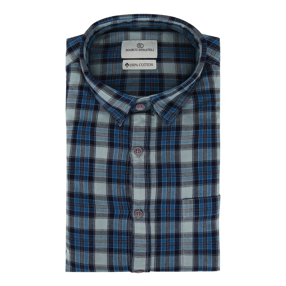 Marco Donateli Men's Casual Shirt Long Sleeve 357271 Blue, Medium ...