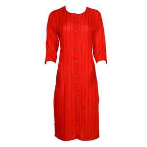 Pragya Women's Kurtha Stripes 1523745-REDSTRP, 38