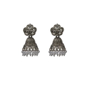 Eten Traditional Ethnic Earrings Antique Oxidized Silver Color WB003