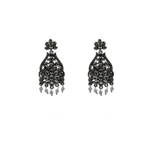 Eten Traditional Ethnic Earrings Antique Oxidized Silver Color WB008