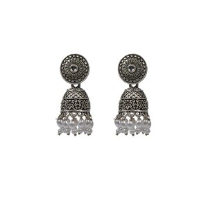 Eten Traditional Ethnic Earrings Antique Oxidized Silver Color WB012