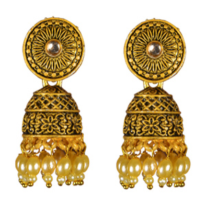 Eten Traditional Jumki Earrings WB3336, Gold Color