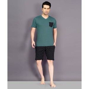 Eten Men's Night Wear Set Top & Shorts MNP-10GR, Green-Extra Large
