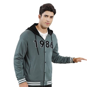 MD Hooded Jacket With Zip Grn, L