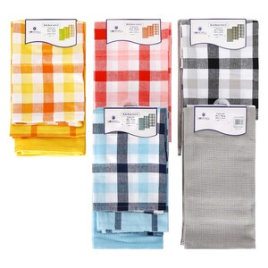 Homewell Cotton Kitchen Towel Check 50x70cm 3pcs Set Assorted Per Set