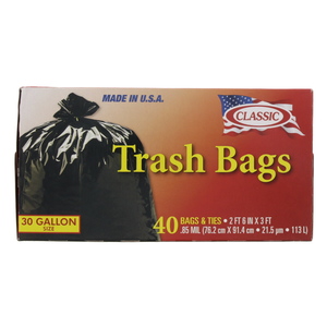 Classic Trash Bags 30 Gallon Size 76.2 x 91.4cm 40pcs