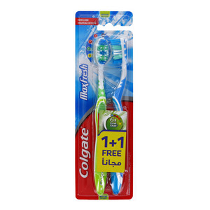 Colgate Toothbrush Max Fresh Medium Assorted Colours 1+1