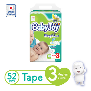 BabyJoy Compressed Tape Diaper Size 3 Medium Jumbo Pack 6 - 12kg 52 Count