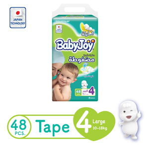 BabyJoy Compressed Tape Diaper Size 4 Large Jumbo Pack 10 - 18kg 48 Count