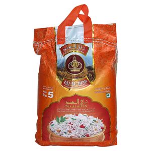 تاج الهند أرز بسمتي أبيض هندي طويل الحبة 5 كجم