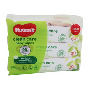 Huggies Baby Wipes Hug Clean Care 3 x 20 Counts