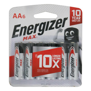 Energizer Battery Alkaline AA E91 6pcs