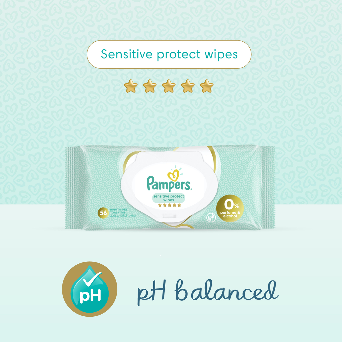 Pampers Baby Wipes Sensitive  56pcs 3+1