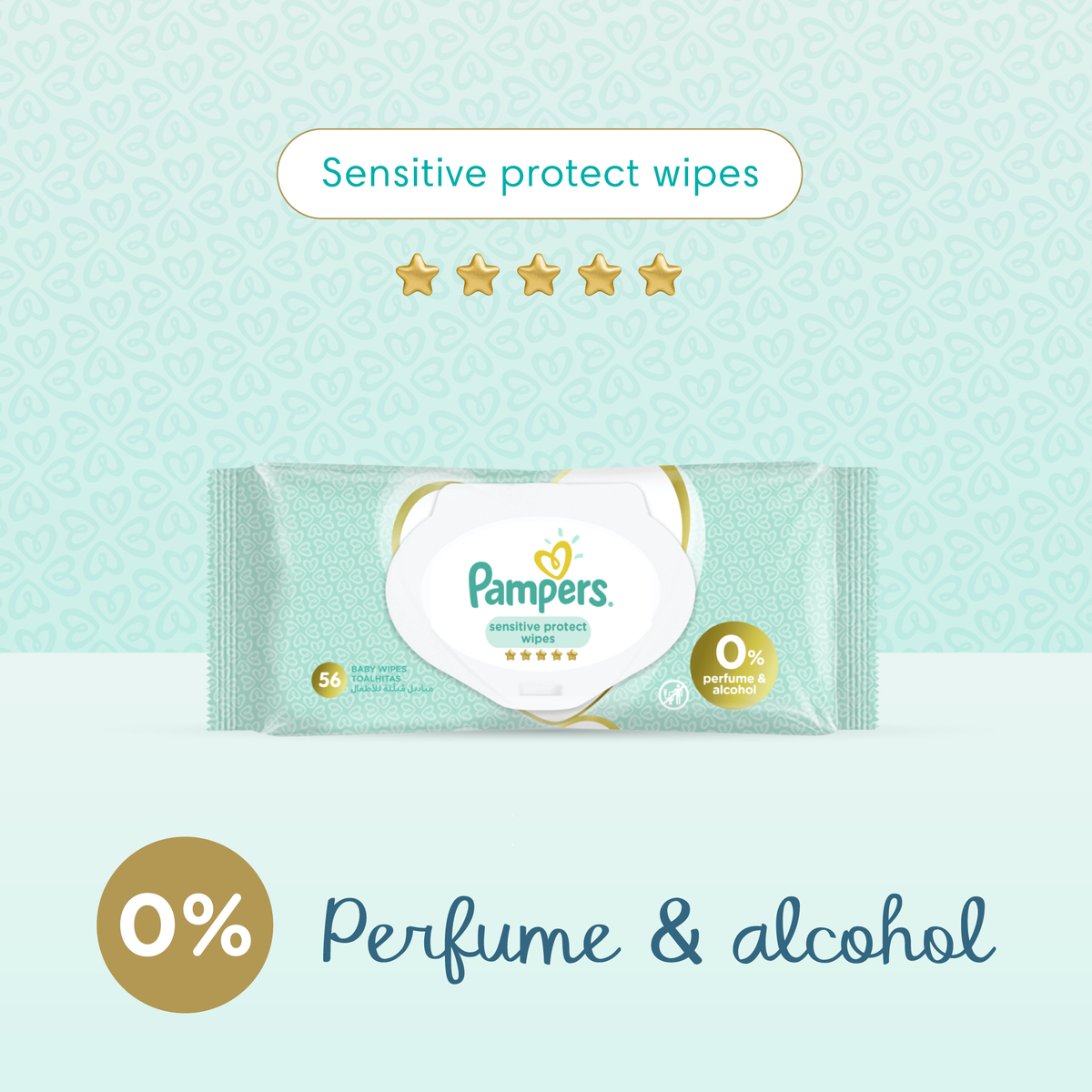 Pampers Baby Wipes Sensitive  56pcs 3+1