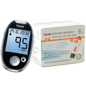 بيورير جهاز قياس مستوى السكر GL44 + خمسون شرائط قياس مستوى السكر