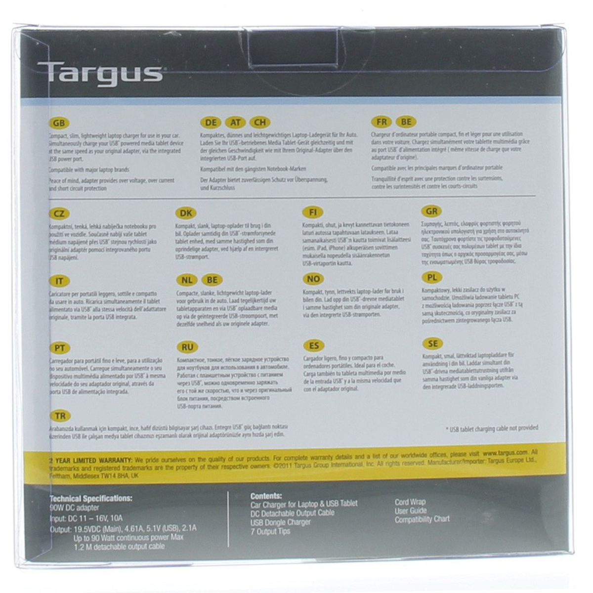 Targus Charger Compatibility Chart