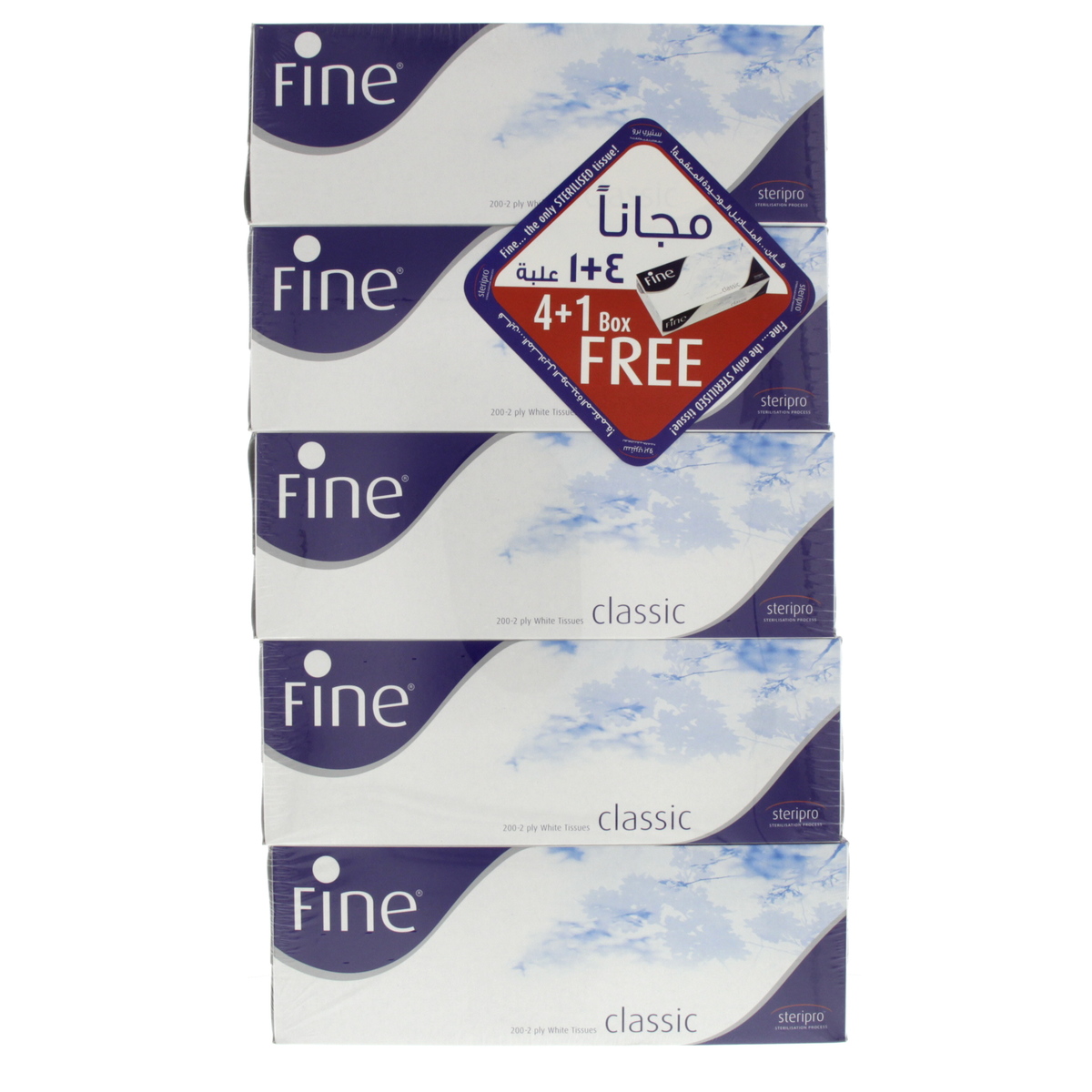 Fine Classic White Tissues 200's X 2 Ply X 4 + 1