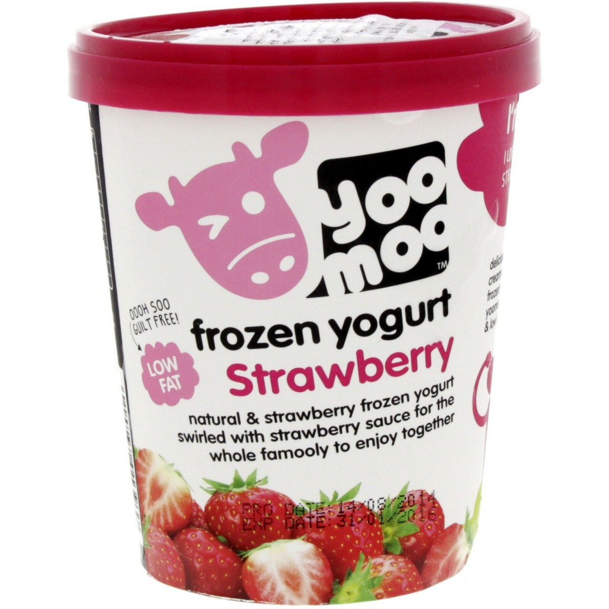 Yoo Moo Frozen Yogurt Strawberry Low  500ml
